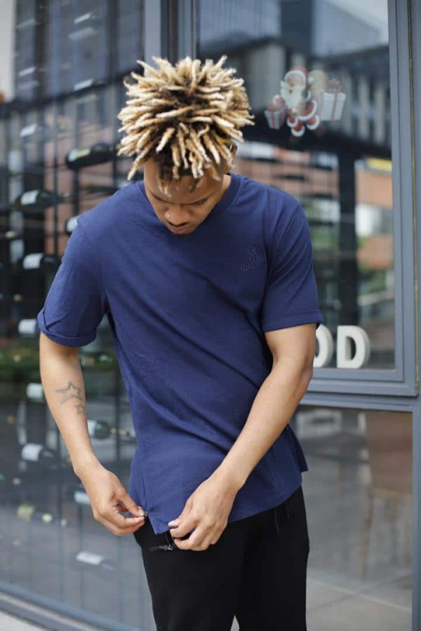 Zipped sided t-shirt - Navy - Image 5