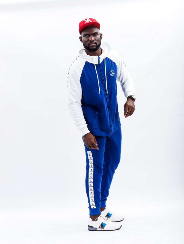 Konahm classic cotton Zip through Hoodie - Blue/White - Image 2