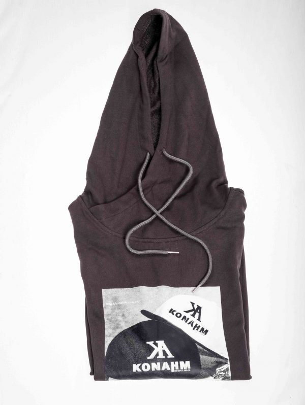 Konahm Graphic Funnel Neck Hoodie - Brown - Image 6
