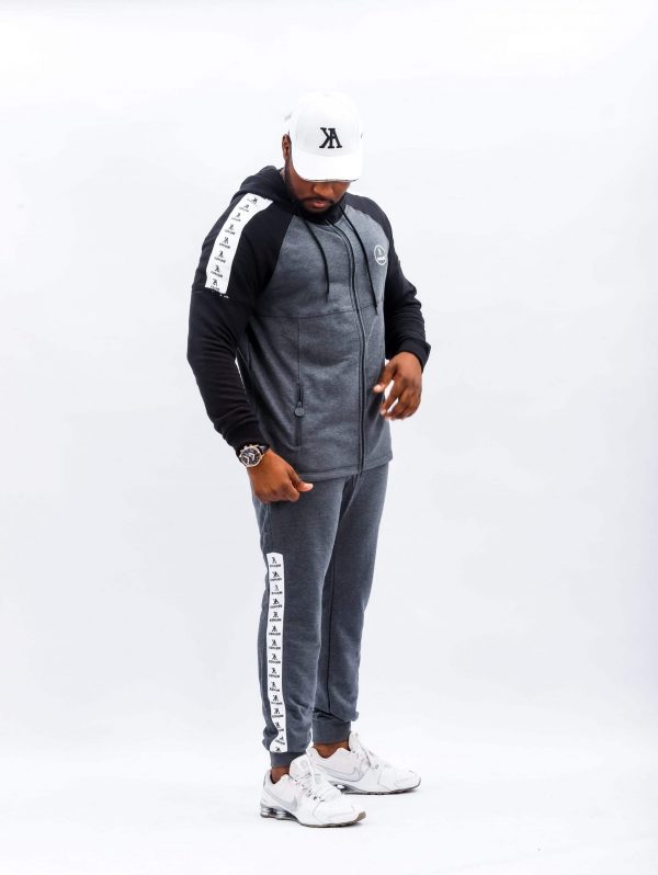 Konahm classic cotton Zip through Hoodie - Grey/Black