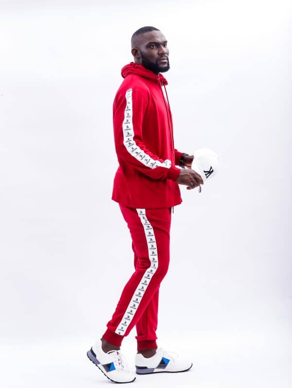 Taped Zip through hoodie- Red