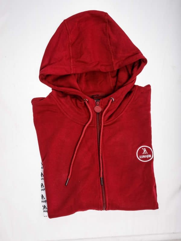 Taped Zip through hoodie- Red - Image 2