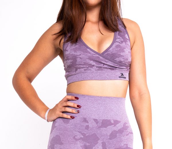 purple camo womens sport bra