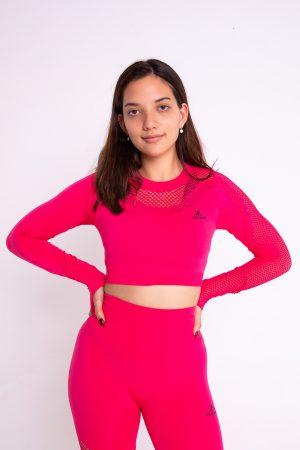 pink long sleeve crop top