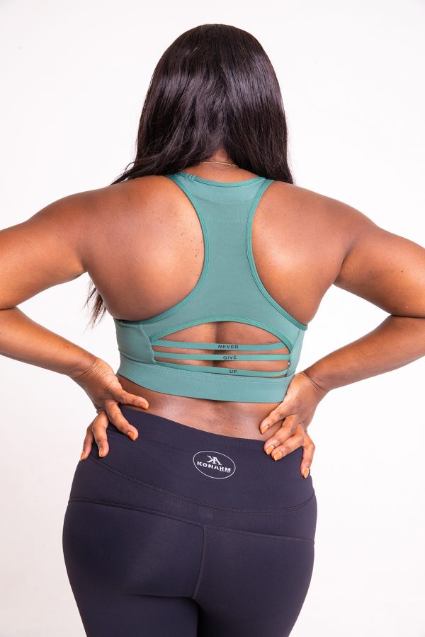green seamless sports bra