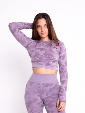 purple long sleeve crop top