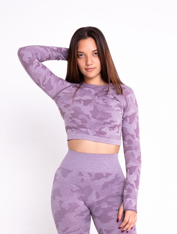 purple long sleeve crop top