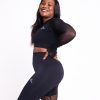 mesh design crop top long sleeves