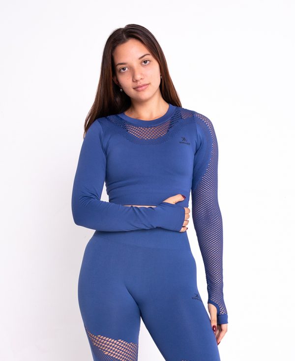 mesh long sleeve in blue