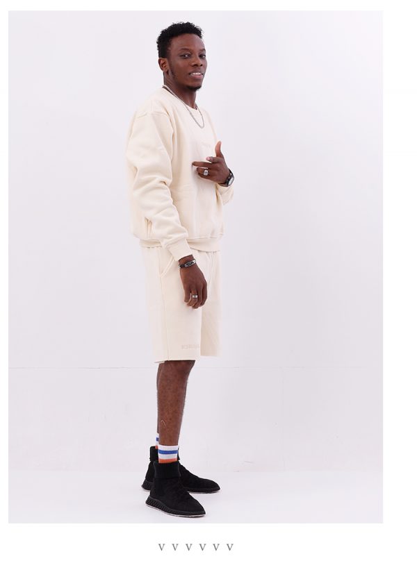 Beige unisex sweater on men