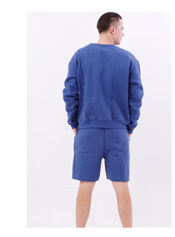 back of unisex blue sweater